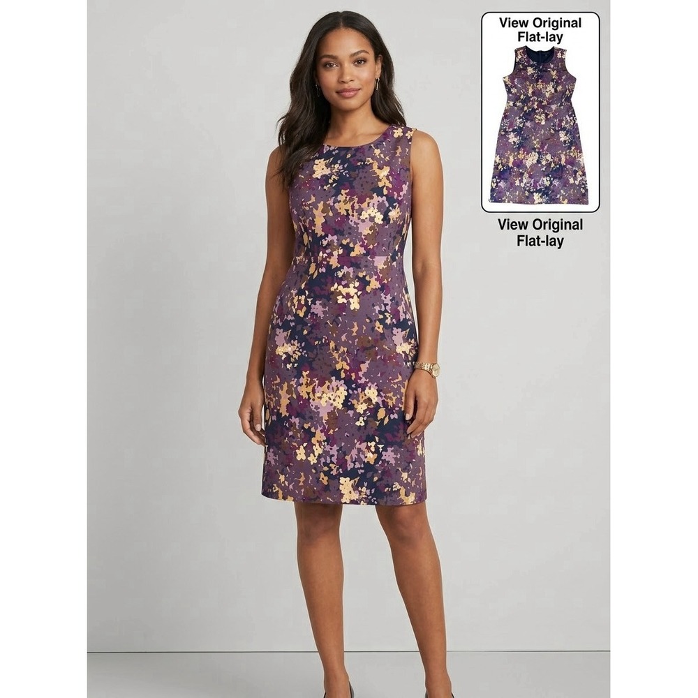 Lands End Multi-Colored Floral Sleeveless Shift Dress Size 10 Work Wear